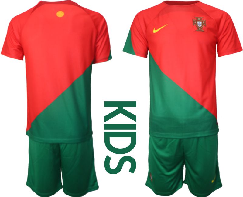 Youth 2022 World Cup National Team Portugal home red blank Soccer Jersey